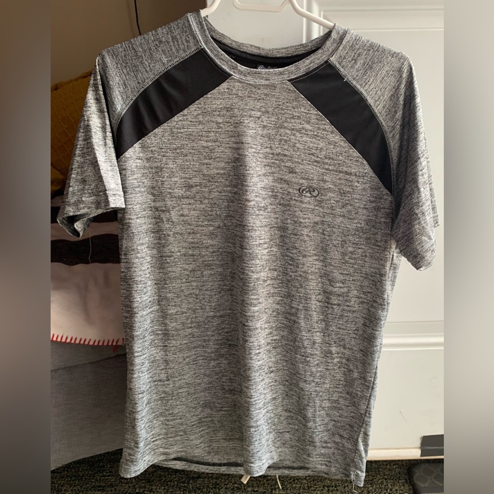 RAWLINGS Mens Short Sleeve Shirt Silver Size Large